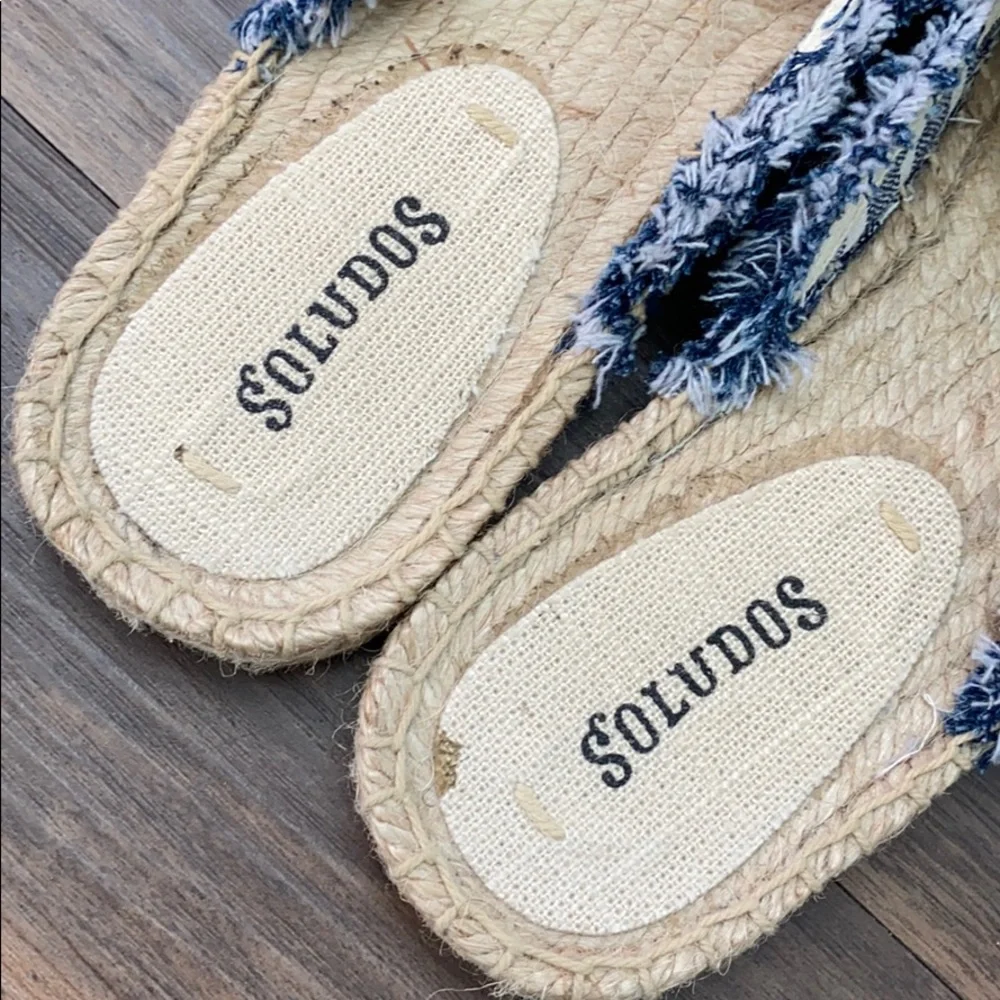Soludos Navy Blue Denim Espadrille Mules